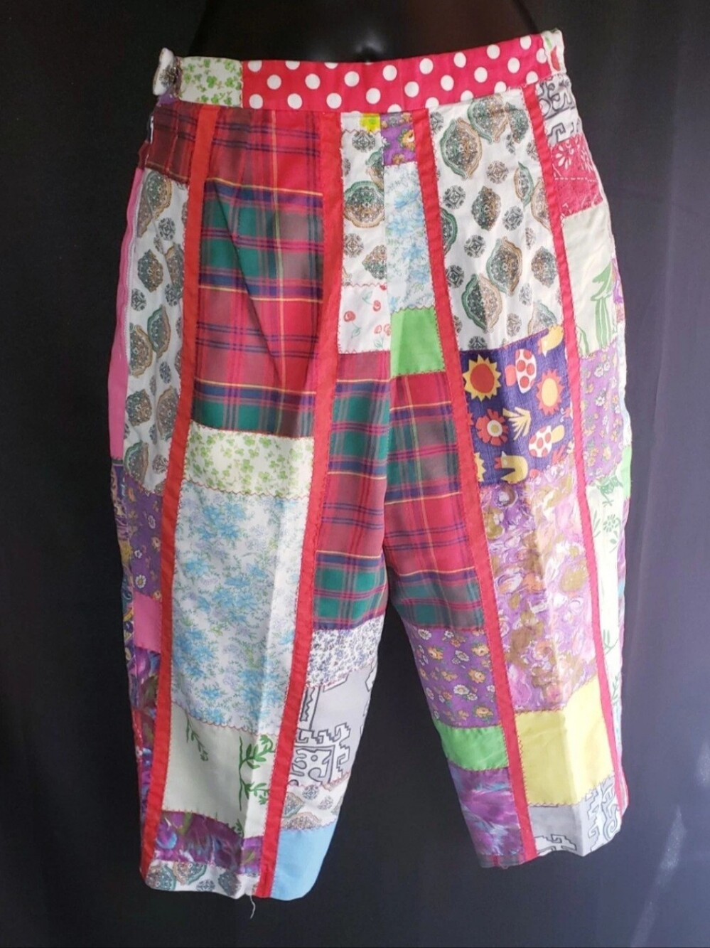 Vintage 50's Patchwork Lined Peddle Pushers Pencil Capri Sz XS MCM Costume Camp